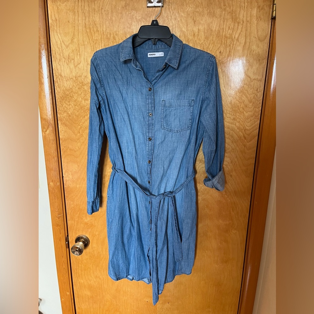 Womens Sonoma Chambray Dress Small